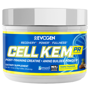 Evogen | Cell K.E.M. PR (pure recovery) | Post Training Creatine & Amino Builder Powder | Tropic Thunder Flavor | Front Image Bottle