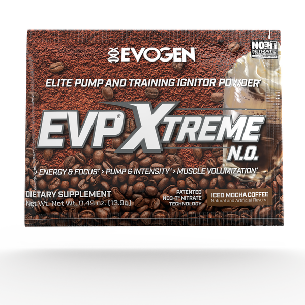 Evogen | EVP Xtreme N.O. Travel Packet | Pre-Workout Powder | Stimulant | Arginine Nitrate | Iced Mocha Coffee Flavor | Front Image Packet