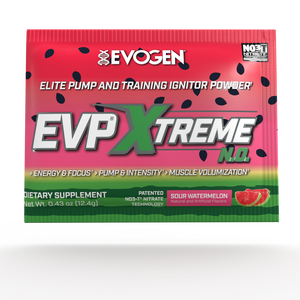 Evogen | EVP Xtreme N.O. Travel Packet | Pre-Workout Powder | Stimulant | Arginine Nitrate | Sour Watermelon Flavor | Front Image Packet