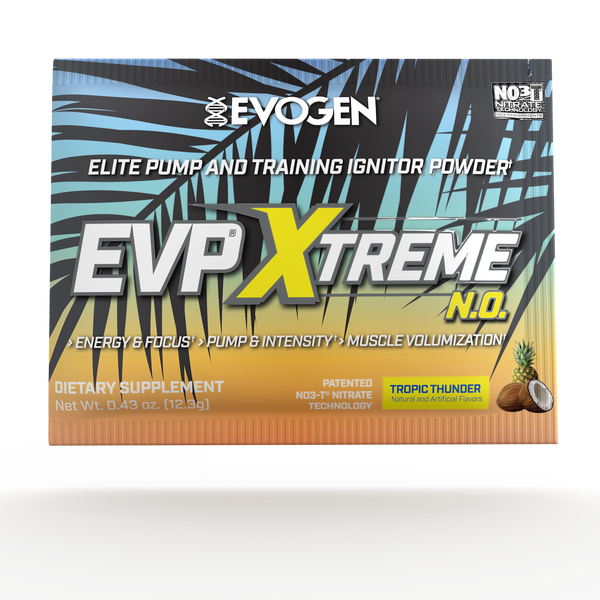 Evogen | EVP Xtreme N.O. Travel Packet | Pre-Workout Powder | Stimulant | Arginine Nitrate | Tropic Thunder Flavor | Front Image Packet