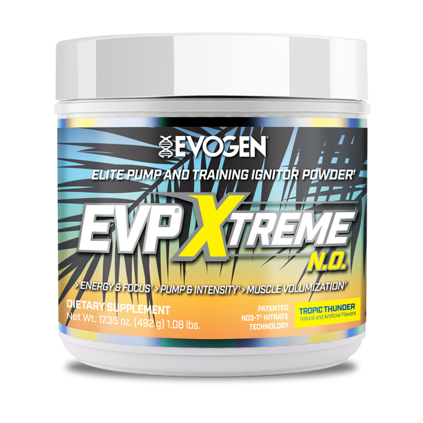 Evogen | EVP Xtreme N.O. | Pre-Workout Powder | Stimulant | Arginine Nitrate | Tropic Thunder Flavor | Front Image Bottle