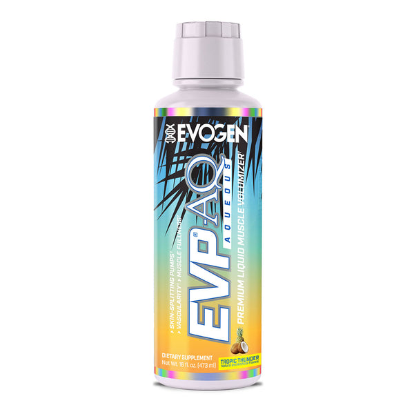 Evogen | EVP AQ (Aqueous) | Liquid Muscle Volumizer | Tropic Thunder Flavor | Vegetable Glycerol | Betaine | S7™ NO Blend |Front Image Bottle