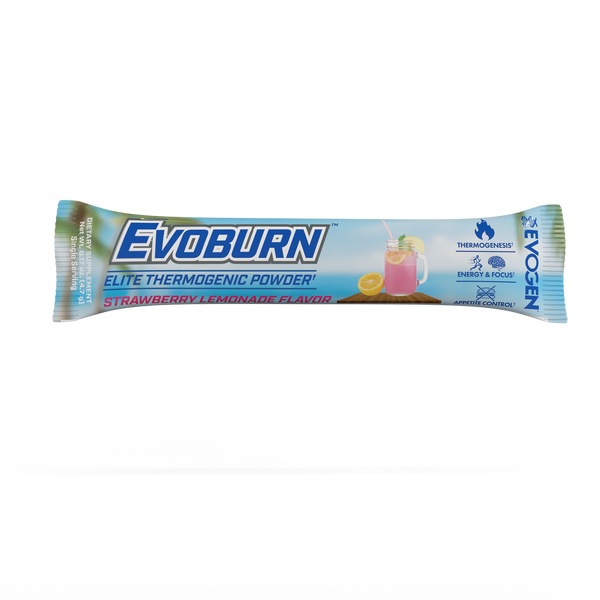 Evogen | Evoburn Travel Packet | Elite Thermogenic Powder | Strawberry Lemonade Flavor | Front Image Packet