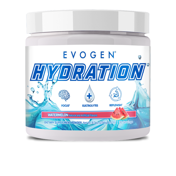 Evogen | Hydration | Full Spectrum Electrolyte Powder | New Product | Watermelon Flavor | Front Image bottle