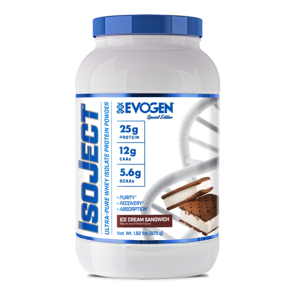 Evogen | IsoJect | Whey Isolate Protein Powder| Ice Cream Sandwich Flavor | 25 serve | Front Image Bottle