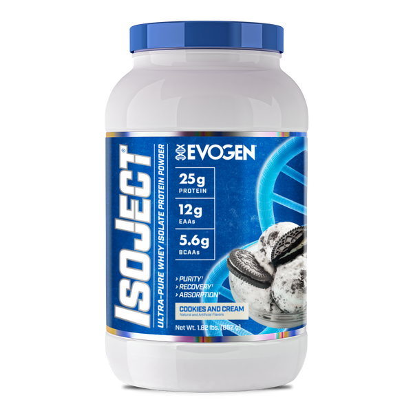 Evogen | IsoJect | Whey Isolate Protein Powder| Cookies and Cream Flavor | 25 serve |Front Image Bottle