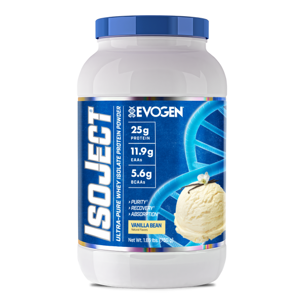 Evogen | IsoJect | Whey Isolate Protein Powder| Vanilla Bean Flavor | 25 serve | Front Image Bottle