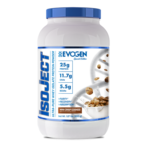 Evogen | IsoJect | Whey Isolate Protein Powder| New Flavor | Mini Crisp Cookies Flavor | 25 serve | Front Product Image