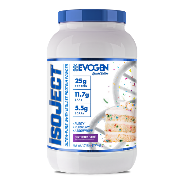 Evogen | IsoJect | Whey Isolate Protein Powder| New Flavor | Birthday Cake Flavor | Front Product Image