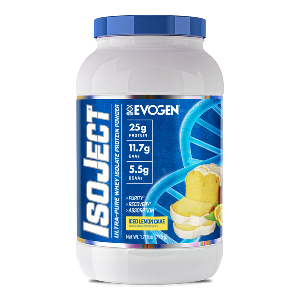 Evogen | IsoJect | Whey Isolate Protein Powder| New Flavor | Iced Lemon Cake Flavor | 25 serve | Front Product Image