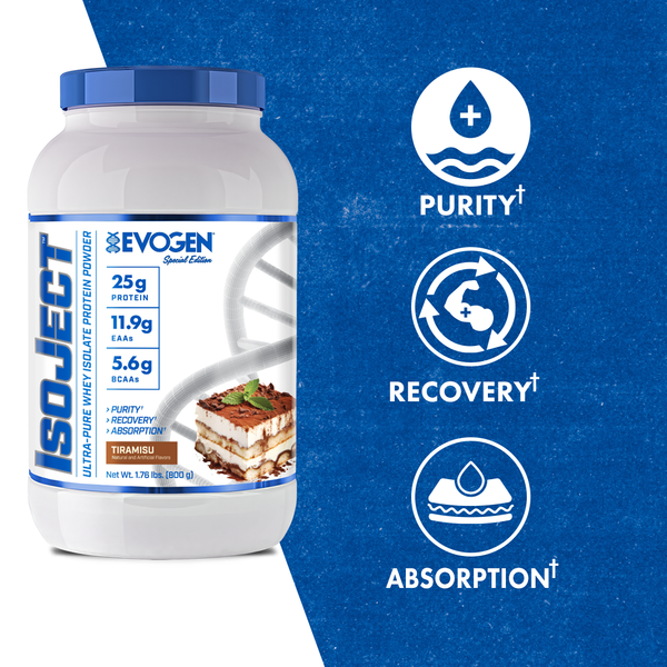 Evogen | IsoJect | Whey Isolate Protein Powder| Tiramisu Flavor | 25 serve | Product Call Outs