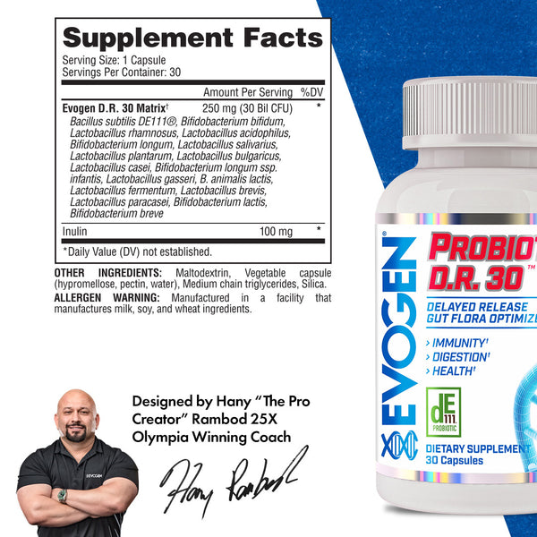 Evogen | Probiotic D.R. 30 | Capsule | Supplement Facts Image