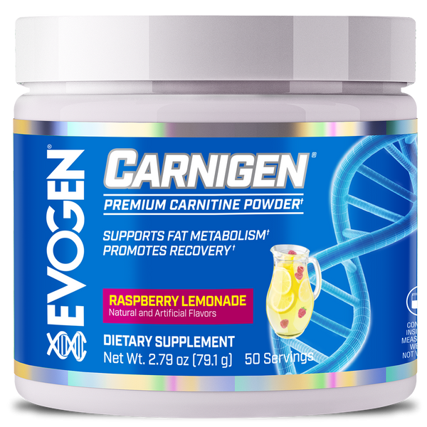 Evogen |  Carnigen | Carnitine Powder | Raspberry Lemonade Flavor | Front Image Bottle